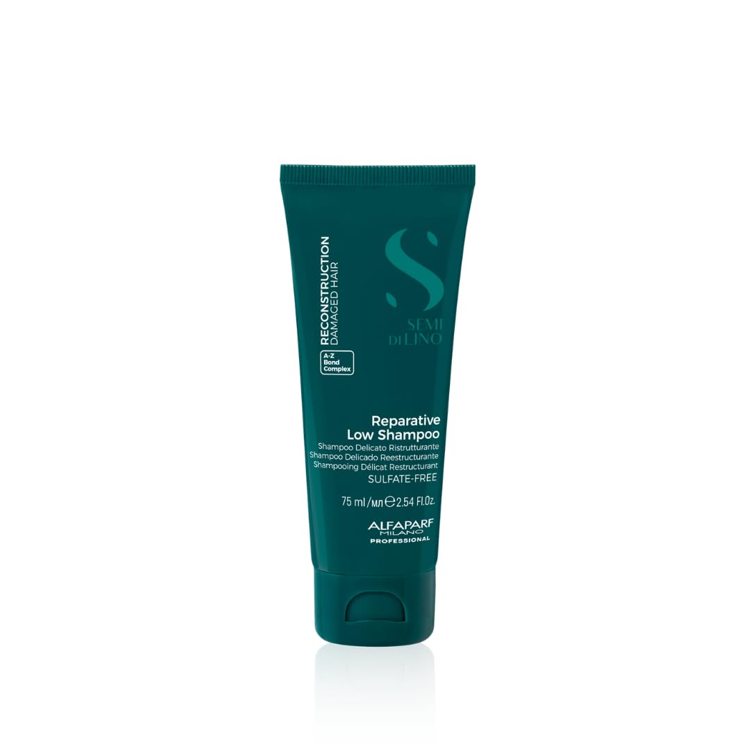 Alfaparf Milano Semi Di Lino Reconstruction Reparative Low Shampoo - Sulfate Free Shampoo - Moisturizing Shampoo with Vegan Formula - 75 ml