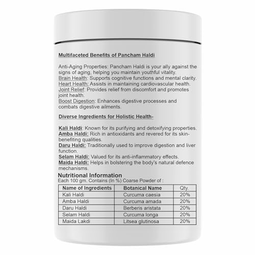 Image of Pancham Haldi Powder,200 gm | Ayurvedic Turmeric Blend with 5 Types of Turmeric | Good for inflammation & Strong immunity booster