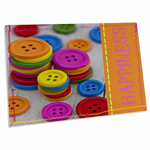 3dRose Pad para escritorio colorido con botón y palabra Felicidad miniatura 1