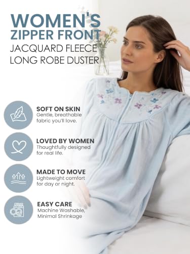 Image of Casual Nights - Jacquard Fleece zip up robes for women | women's house coats with pockets | Duster For Ladies