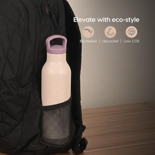 Image of Eha Earth Friendly Eco Spring Water Bottle for Office & Schools | Stainless Steel Water Bottle for Kids and Adults Made with Rice Husk | Leakproof |1 Unit, 900 ml | Purple