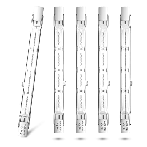 CucuGo 100W Ampoule Halogène R7s 118mm Dimmable r7s linéaire Blanc Chaud 2800K ampoule crayon AC220-240V 1500lm projecteur pour pour l’éclairage de maison, travail, sécurité, lampadaire, etc (5pcs)