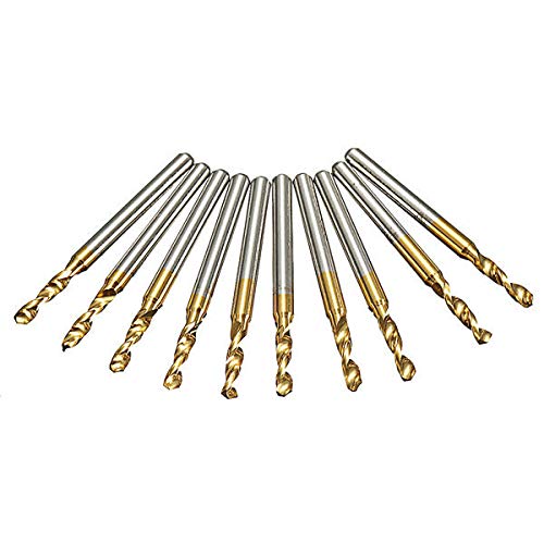 Punte per trapano in acciaio HSS con rivestimento in titanio, attacco da 3,175 mm, 2,5 mm, confezione da 10 pezzi