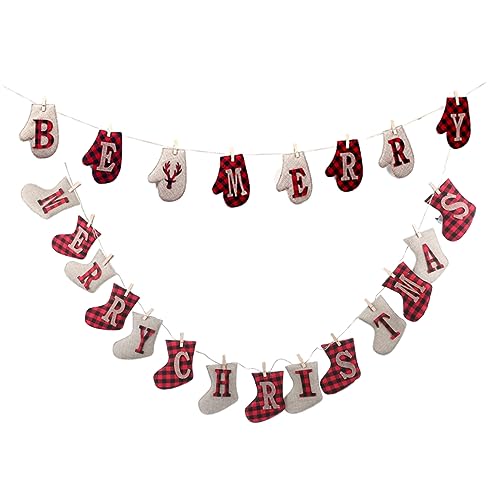 Ciieeo 2pcs Christmas Sock Hanger Decorative Silver Christmas Stockings Xmas Tree Banner