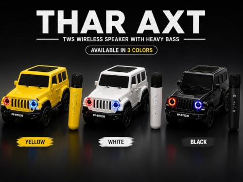 Image of Thar Bluetooth Wireless Speaker with Mic, 20W Powerful Sound, RGB Lights, Karaoke, TWS, USB, TF Card & FM Radio