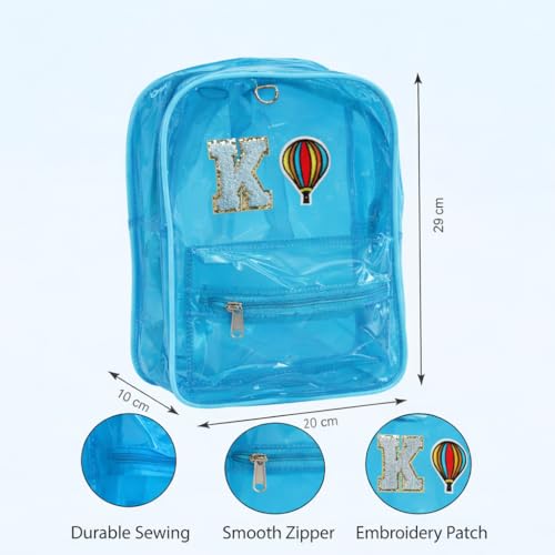 Image of AICA Gifts Personalized Kids Backpack, Pencil Pouch & Cap Combo | Name Embroidered Letters & Patch PVC Bag | Waterproof School Set with DIY Colouring Kit for Boys & Girls 2-10 Years (Babyblue)