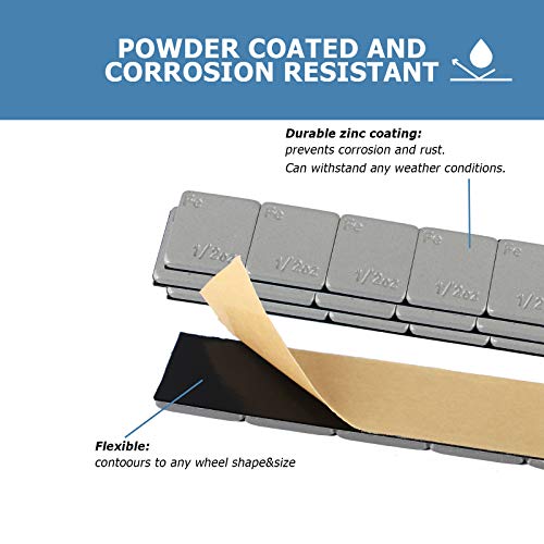 Ezisoe 0.5 Oz Gray Adhesive Backed Wheel Weights（144Pcs,72Oz）,1/2 Oz Stick On Wheel Weights For Cars, Trucks, Suvs, Motorcycles, Low Profile #TOP1