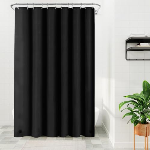 Image of Barossa Design Extra Long Black Shower Curtain Liner with 3 Magnets - 72 inch x 84 inch XL, Waterproof PEVA Lightweight Shower Liner for Bathroom, PVC Free, Metal Grommets - Black, 72x84