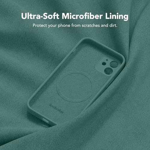Image of Magnetic for iPhone 12 Case, Compatible with MagSafe, [Full Camera Protection][Screen Protector] Silicone Shockproof Protective Phone Case for iPhone 12 6.1 inch, Midnight Green