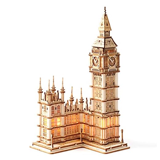 ROBOTIME 3D Puzzle Big Ben Kits De Modelos De Madera para Adultos Rompecabezas Maquetas De Corte Láser Kits De Manualidades De Construcción Los Mejores Regalos De Cumpleaños