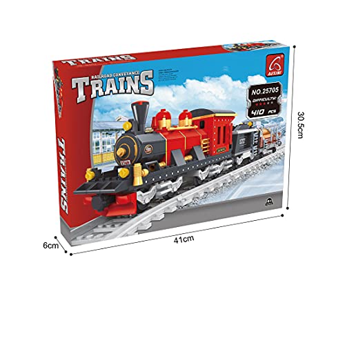 MARLO Technik City Zug Baustein Modell, City Personenzug mit 8 Schienen, Schienenzug mit Kompatibel mit Lego - 410 Teile – Bild 4