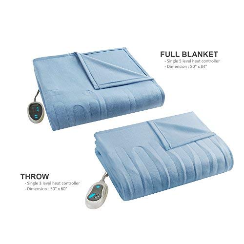 Beautyrest Fleece 2 Piece Electric Blanket Combo Ultra Warm And Soft Heated Throws Bedding Set With Auto Shutoff, Full, Blue #TOP1