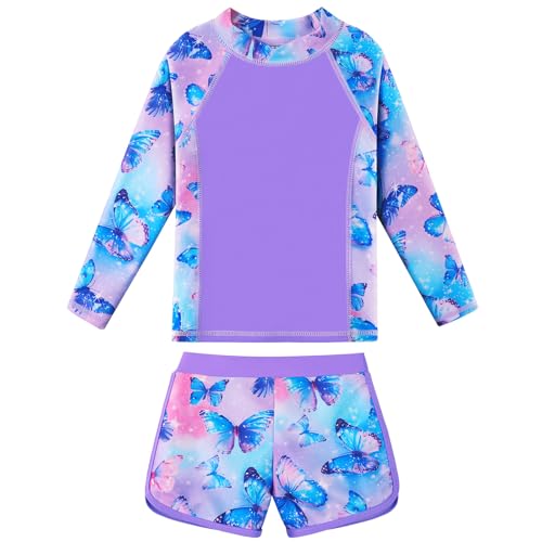 ZNYUNE Mädchen Jacquard Zweiteilige Langarm Badeanzug...