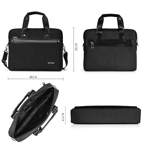 Image of Laptop Bag for Men Office Briefcase with Shoulder Strap, Multiple Compartments & Durable Handle