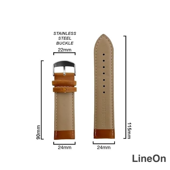 Image of Lineon NAGATA Full Padded Leather Watch Strap For Branded Watches Premium and Soft Strap For Titan, sonata, timex, casio and for all other brand