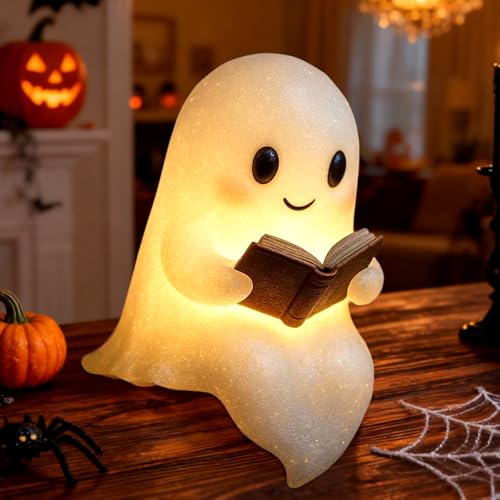 Pipihome Nachtgeist Lampe Geisterlampe Nachtlicht Ghosts Deko Kleine Lampe Geister Statue Night Light Niedliche Nachttischlampe Geburtstag Ostergeschenke für Kinder Erwachsene Buchliebhaber