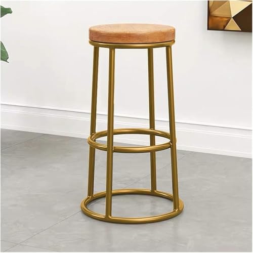 Sillas de bar de madera con patas de metal, asiento de madera maciza, muebles de estilo industrial rústico para cocina y comedor