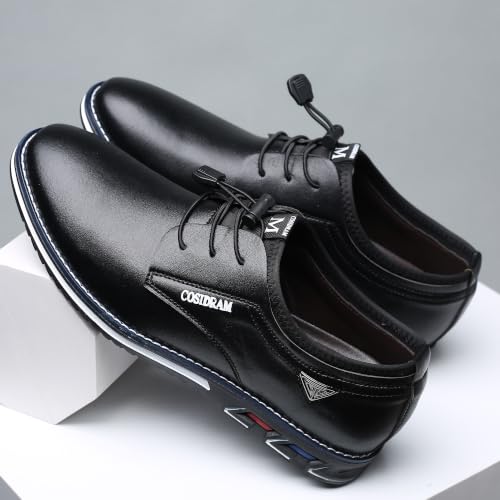 Image of COSIDRAM Mens Business Dress Shoes Casual Slip-on Comfort Walking Shoes | Practical elastic quick-lace design, sleek upper silhouette, easy to match jeans and trousers for business casual daily looks