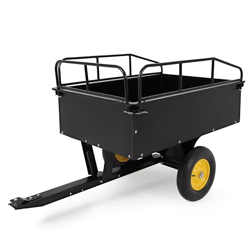 750LB Dump Cart, Heavy Duty Steel Garden Utility Trailer with Manual Dump,Pull Behind Trailer for Lawn Mower, Tractor, ATV for Yard & Farm