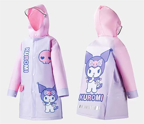 Kuromi & Skull Hooded Rain Coat Jacket Poncho Outwear for Girls Kids Children2