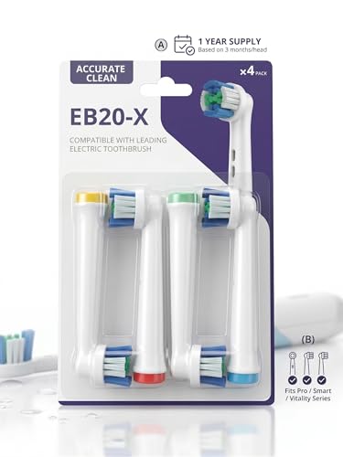 EB20-X Elektrikli Diş Fırçası Yedek Başlığı, Oral-B ile Uyumlu, Precision Clean Derin Temizlik, 4'lü Paket