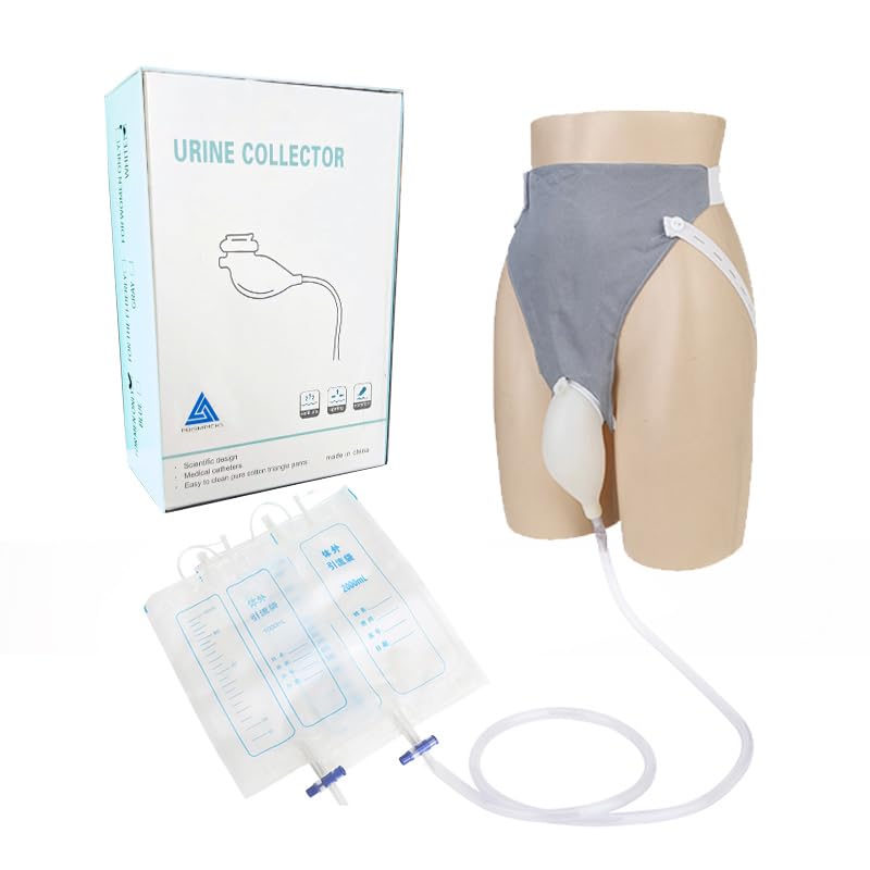 Image of Urine Bag Collector: Men's Urinal - Breathable Adjustable Reusable Silicone Material with Portable Wearable Odour - Free Urinary Drainage Bag System with 1000 ml & 2000 ml bags | White /Grey /Blue | for Men