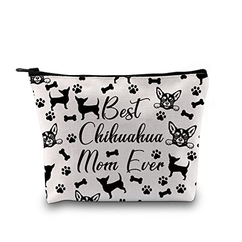 Image of GJTIM Chihuahua Mom Gift Chihuahua Owner Gift Best Chihuahua Mom Ever Chihuahua Gift Makeup Bag Animal Dog Lover Gift (Chihuahua Mom Bag)