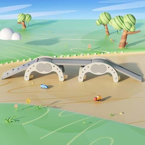 5 in 1 Kinder Klettergerüst Set mit Rampe Rutscher und Wippe, Montessori Spielzeug Outdoor Klettergerüst, als Indoor Turnhalle und Gerät Spielplatz Bogen für Kleinkinder Kinder