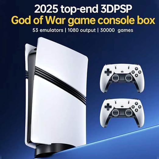 Image of GSH GS5 PRO Wireless Video Game Console-Plug & Play 4K HD Output with 53 Emulators & 45,000+ Games-Game Stick for PC /TV /Projector-Exclusive Edition-Dual Controllers Included (128gb), White