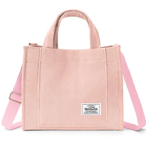 Image of Corduroy Tote Bag for Women Small Satchel Bag Mini Tote Bag Aesthetic Crossbody Handbag - School Work Travel Shopping