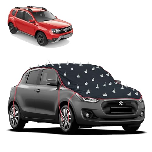 Image of Dog Protection Spike Car Cover for Renault Duster Bonnet to Roof Easy Installation with 4 Elastic Hook Strap | Anti-Scratch Soft Cotton Inner | Complete Protection from Street Dogs & Monkeys