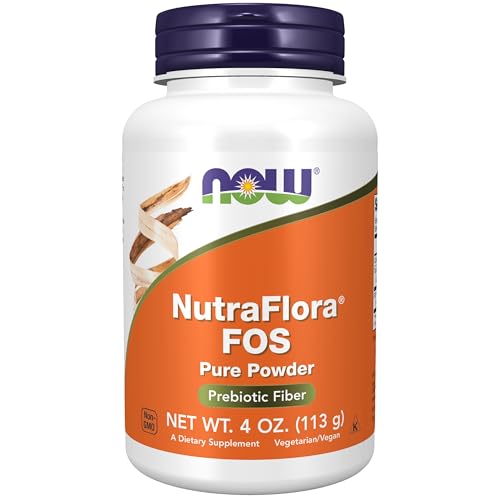 NOW Foods Supplements NutraFlora FOS (Fructooligosaccharides) Pure Powder Prebiotic Fiber 4-Ounce