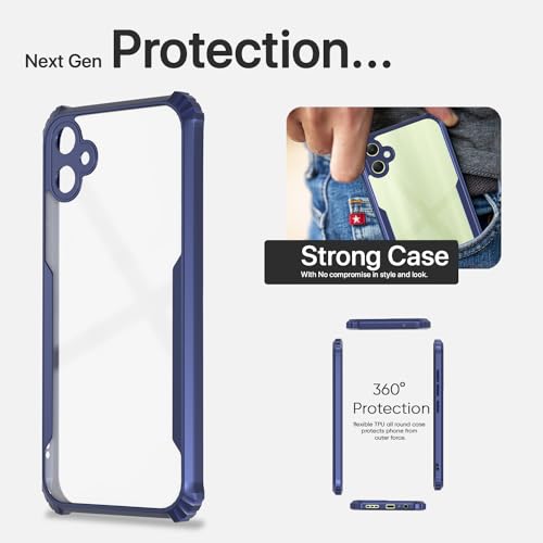 Image of Pikkme Back Cover | Crystal Clear Transparent Back | Ultra Hyrbid | Full Camera Protection | Raised Edge | Bumper Back Case for Samsung Galaxy A05 / M05 / F05 (Blue)