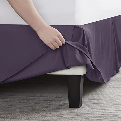 Image of Nestl Dark Purple Bed Skirt Cal King Size - Cal King Bed Skirt 14 Inch Drop - Brushed Microfiber Bed Skirts - Hotel Quality Pleated Bed Skirt - Shrinkage & Fade Resistant