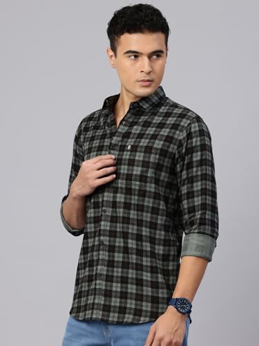 Image of Majestic Man Men Small Checkered Slim Fit Cotton Casual Shirt