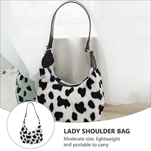 SOIMISS Moda Adorável Vaca Estampada Axila Bolsa de Pelúcia Fofa Moderna Bolsa de Ombro Crossbody Bo