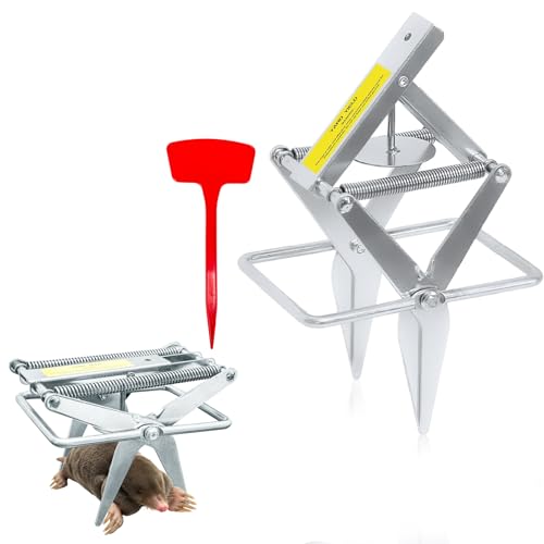 YardYield Mole Trap,Reusable Gopher Trap,Heavy-Duty Galvanized Steel Scissor,Quick and Easy Setup for Lawns (Silver)