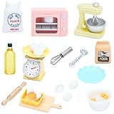ONEST 26 Pieces Miniature Dollhouse Accessories Mini Stuff with Stand Mixer Kitchen Scale Flour Rolling Pin and Others for Dollhouse Kitchen Toys