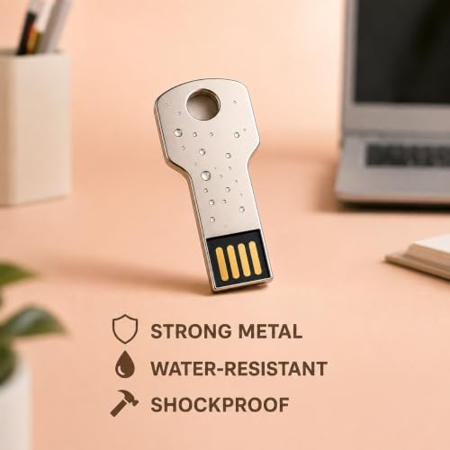 Image of Otario 64GB Key Shape USB Pendrive | Metal Keychain Flash Drive | Portable & Reliable Storage for Laptop, PC, Mobile, Tablet, Car Audio & Music