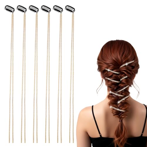 6 Stück Strass Haarketten,Golden Glitzer Haarschmuck,Punk Quaste Haarspangen,Kristall-Troddel-Kette,Strasssteinen Bling Haarklammern,für Mädchen und Damen 6 Stück Strass Haarketten,Golden Glitzer Haarschmuck,Punk Quaste Haarspangen,Kristall-Troddel-Kette,Strasssteinen Bling Haarklammern,für Mädchen und Damen