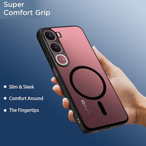 Image of Amazon Basics Back Cover for Vivo Y31 5G Compatible with Mag-Safe | Shockproof Design | Hard Transparent Back Case (Black Mag-Safe)