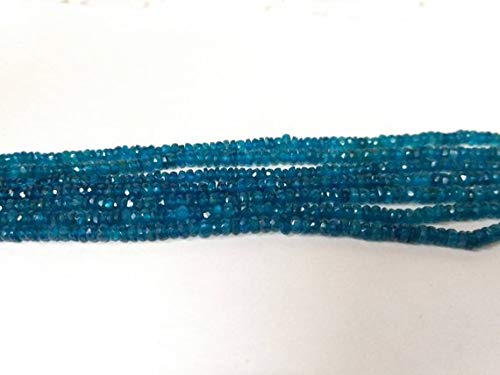 Perline Apatite Naturale Neon 3-4mm - Rondelle Sfaccettate - Filo 33cm - Pietre Preziose