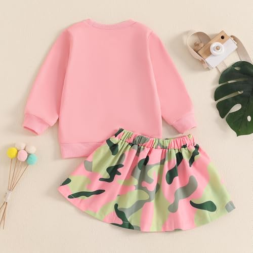 VISGOGO Big Sister Toddler Girl Skirts Outfit Dress Tops Long Sleeve Letter Embroidery Sweatshirt Tulle Skirt Set4