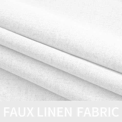 Image of MIULEE Linen Textured Curtains for Bedroom Solid 100% Blackout Thermal Insulated Bright White Grommet Room Darkening Curtains & Drapes Luxury Decor for Living Room 52 x 54 Inch (2 Panels)
