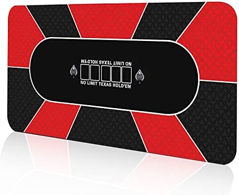 FURUISEN 70'' x 35'' Professional Poker Mat, 8 Player Portable Rubber Texas Hold'em Poker Table Top Layout w/Carrying Bag to Play Cards, Poker Games, Blackjack, Casino