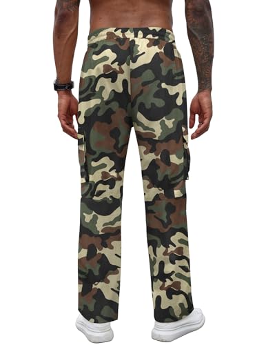 COOFANDY Men Casual Cargo Pants Hiking Joggers Drawstring Camo2