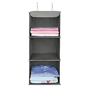 Amazon Brand – Umi Hängeaufbewahrung, Kleiderschrank Organizer mit 3 Fächern, Hängender Stoffschrank mit Eisengestell…