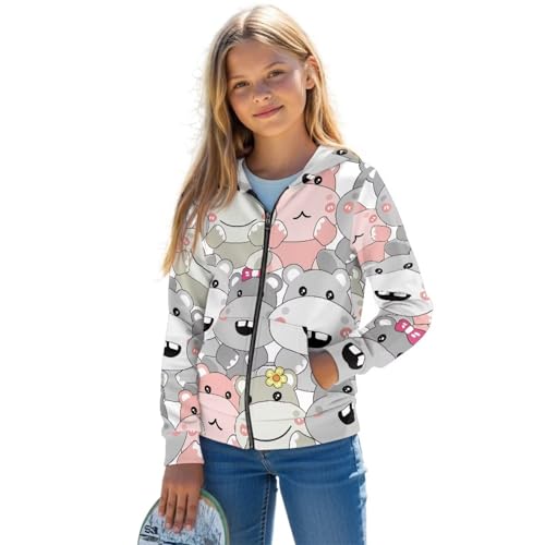 AFPANQZ Girl's Zipper Front Hoodie Long Sleeve Sweatshirt with Pockets Hooded Jackets Lightweight Fall Coat for Boy,S-XL