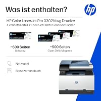 HP Color LaserJet Pro MFP 3302fdwg Multifunktions-Farblaserdrucker, Fax, Automatischer beidseitiger Druck, Touchscreen, Wi-Fi, Ethernet, USB, Wolf Pro Security – Ansicht 8