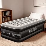 OlarHike Single Airbed, Inflatable Air Mattress with Built-in Pump, Blow Up Bed, Self Inflating Folding Guest Air bed with Flocked Surface For Camping & Home Use, 190cm L x 90cm W x 50cm H(Black)